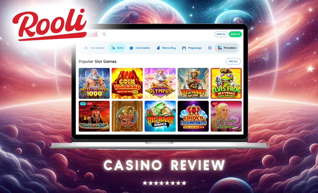 rooli casino screenshot homepage